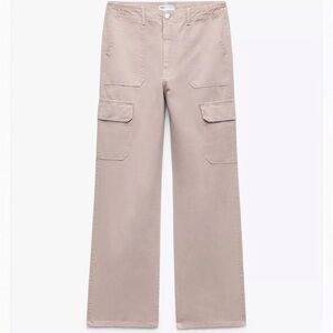 Zara Women’s Chalk Pink TRF Straight Leg High Waist Cargo Pants
